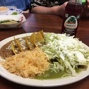 Carne asada enchiladas in verde sauce