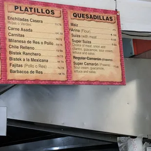 Menu as of 3/9/2019. Photo 4 of 4 (overlaps one panel with photo 3).