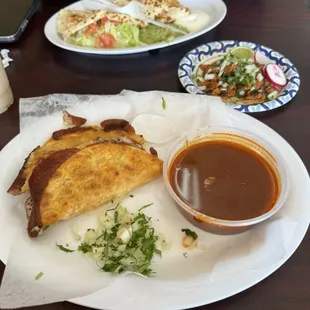 Quesabirria and al pastor taco regular
