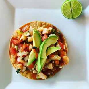 Shrimp ceviche tostada