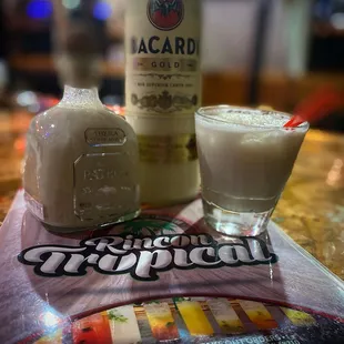 a drink and a bottle