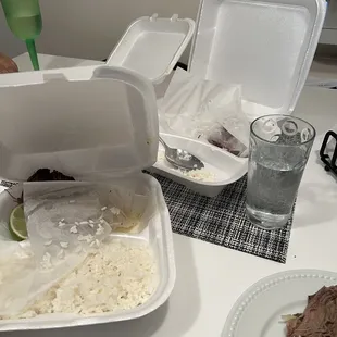 White rice on platters.