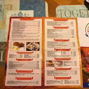 a table with a menu on it