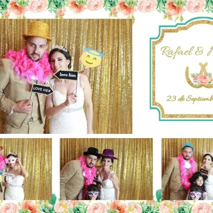 Beautiful couple celebrating their wedding with a photo booth, custom designed logo/template to match their unique theme.