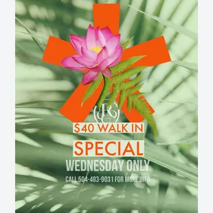 Walk-in special is on this week. Visit Wednesday for a real treat! Experience is and feel the difference.