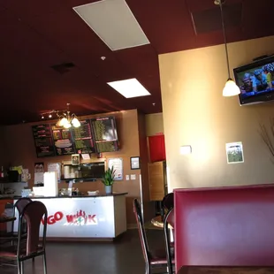 the inside of a restaurant