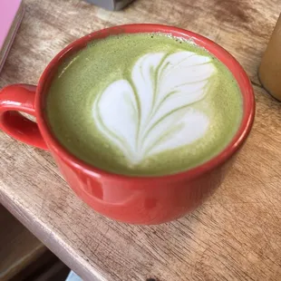 Blueberry matcha latte