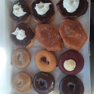 Moonbeam, Maple, Honey Dipped, Red Velvet, Apple and Double Chocolate.