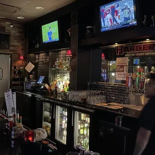 the bar and televisions