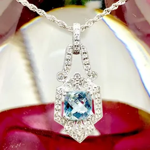 Aqua Marine and Diamond Necklace
