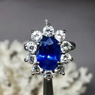 Diamond and Cornflower Blue Sapphire