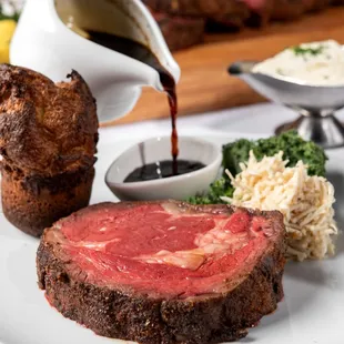 Prime Rib with Au Jus and Yorkshire Pudding