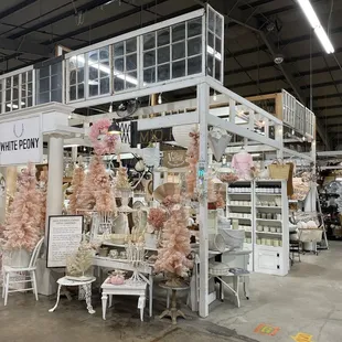 Display with pink Christmas trees, very pretty