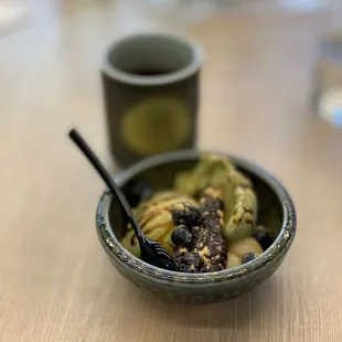 Green Tea ice cream with Mochi balls