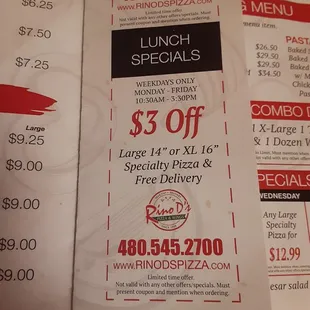 Lunch special coupon.