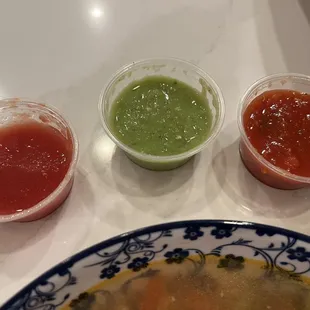Mild Salsa, Verde Salsa, Chunky Salsa