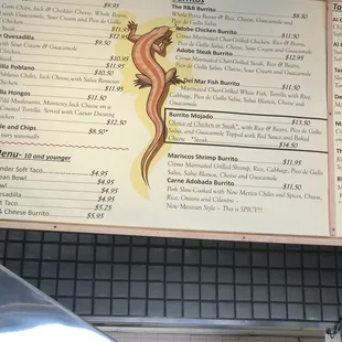 Wall menu. Order and pay at counter.