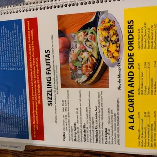 a menu for a mexican restaurant