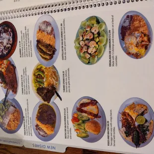 a menu of mexican food