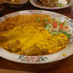 Three Enchilada Plate, all rice no beans!