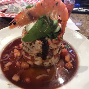 Seafood tower...it looks better than it tastes.