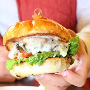 Grilled chicken or Portobello sandwich.