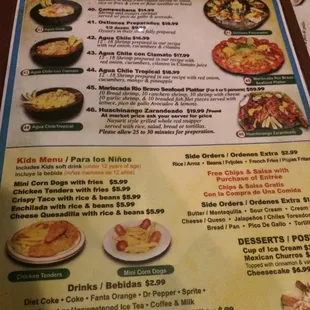 a menu for a mexican restaurant