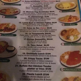 a menu for a mexican restaurant