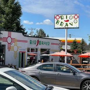 The store front from the parking area