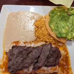 Ixtapa Plate with Mexican Spicy Sauce, Beans and Rice