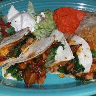 Spinach and pork qusidillas. AMAZING