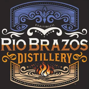 RIO BRAZOS DISTILLERY fire logo.