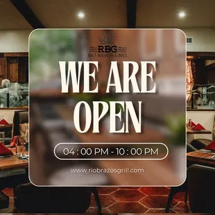 We are excited to announce that we will be open regular hours today: 4pm-10pm. We can't wait to see you.