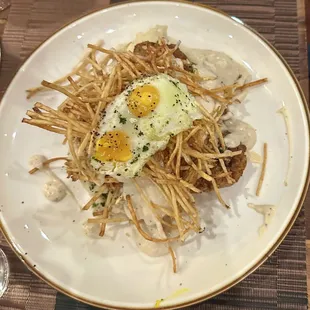 Chicken Fried Ribeye with quail eggs. Unbelievable