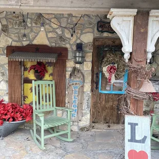 the front porch of the restaurant