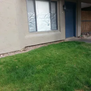 Foil is a popular window treatment in this complex