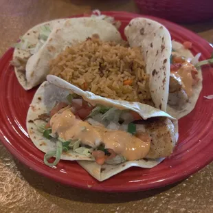 Redfish tacos lunch special. Delicious!