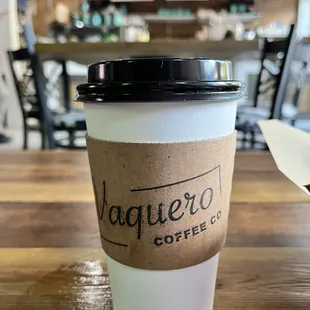 a cup of coffee on a table