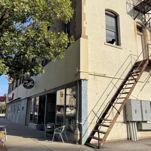 Exterior. Interesting old building. Love rusty fire escapes .