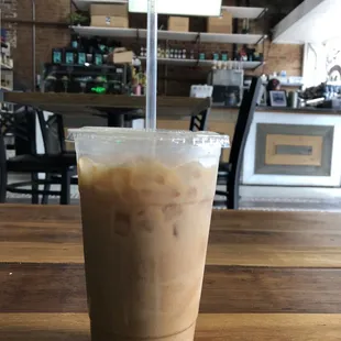 Iced churro latte. Seasonal item.