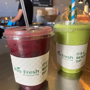 Açaí strawberry refresher and a smoothie for my friend.