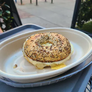 Turkey and Cheese Bagel on Everything