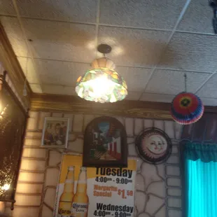 the ceiling of a mexican restaurant