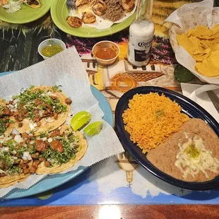 Our table...I ordered tacos and a side of the beans and rice...because who doesn't love mexican beans and rice?