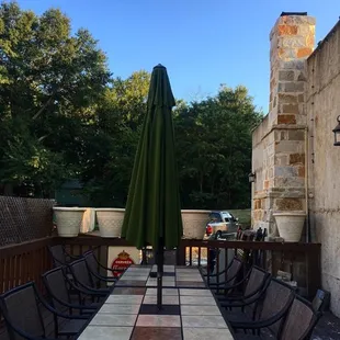 Long patio table for large parties.