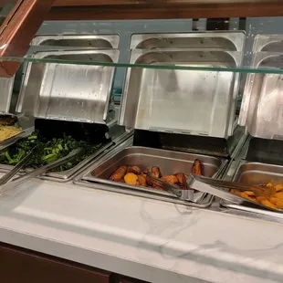 Starches bar: polenta, platoons bananas, kale, pasta and Brazilian rice