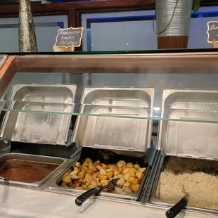 Starch bar: Brazilian rice, Rosemary roasted potatoes, mushroom gravy, mashed potatoes