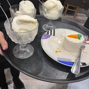 Ice cream and carrot cake