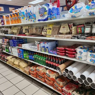 a variety of products on shelves