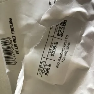 Price we were charged for rip off meat